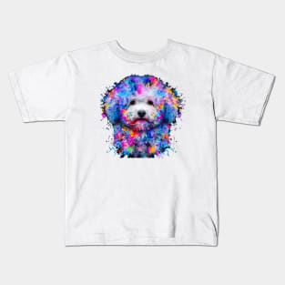 Fluffy Bichon Frisé Dog Colorful Artwork Kids T-Shirt